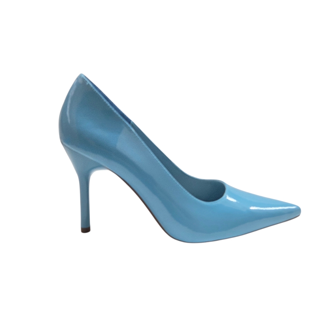 DELICIOUS Patent 4" Stiletto Heel Classic Pointed Toe Pumps Sz 8 Blue VTG NEW - Picture 2 of 16